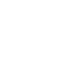 Clickinmar Wedding Photography and Elopement Photography Logo in White