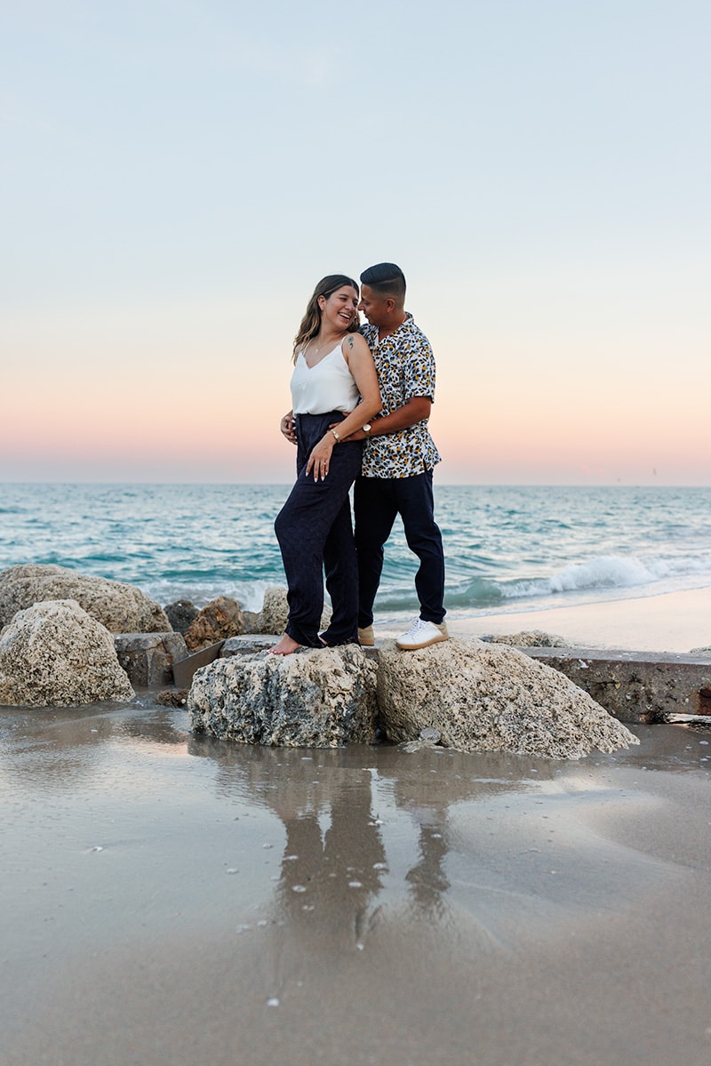 sunset couple beach engagement florida