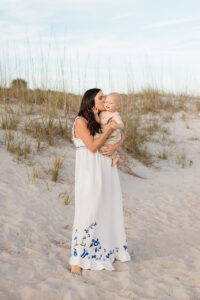mother and baby, beach, sand, sunshine, family photos