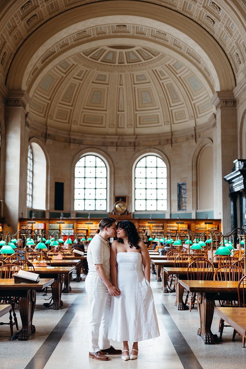 Boston, public library, photographer, lgbtq couple, engagement, wedding