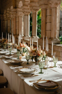 wedding decor, tablescape, miami wedding, photographer, ancient spanish monastery